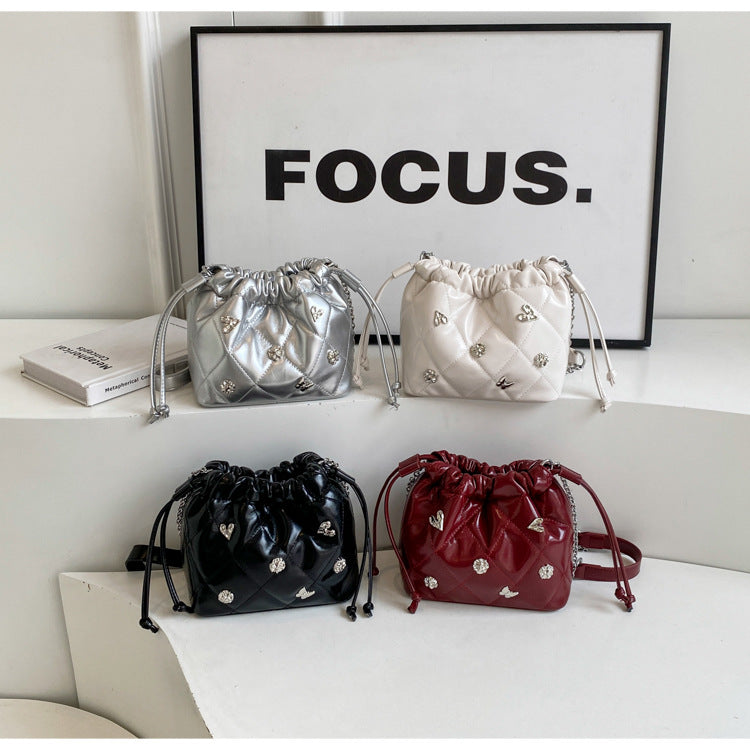 Chain Kafuu Diamond Fashion Shoulder Crossbody Mini Bucket Bag
