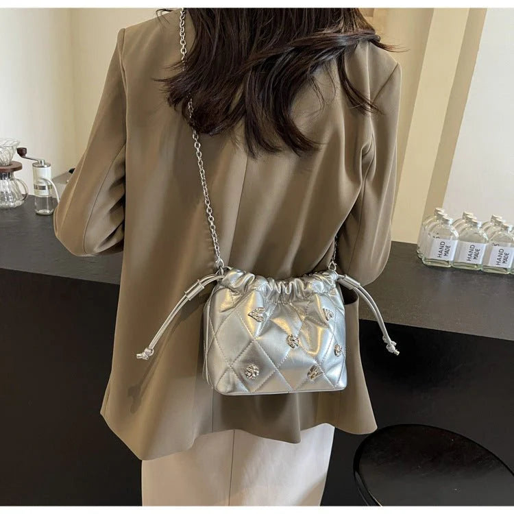 Chain Kafuu Diamond Fashion Shoulder Crossbody Mini Bucket Bag