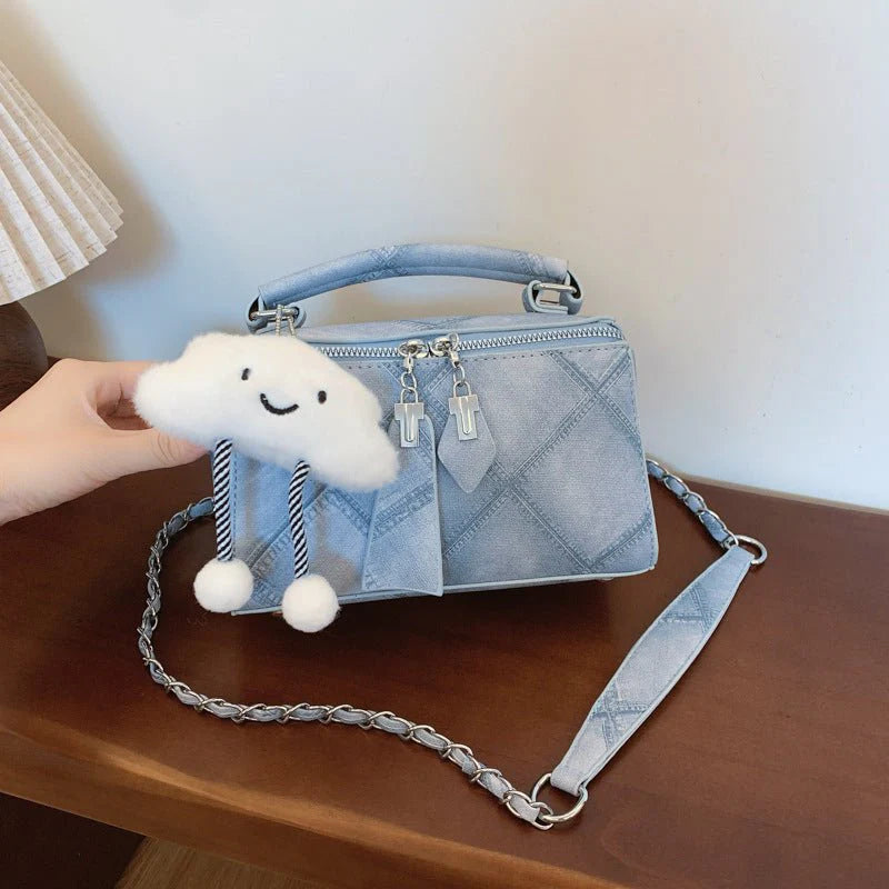 Niche Korean Style Box Elegant Texture Chain Handbag Shoulder Messenger Bag