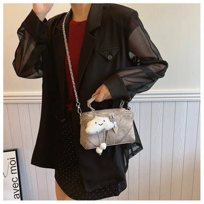 Niche Korean Style Box Elegant Texture Chain Handbag Shoulder Messenger Bag