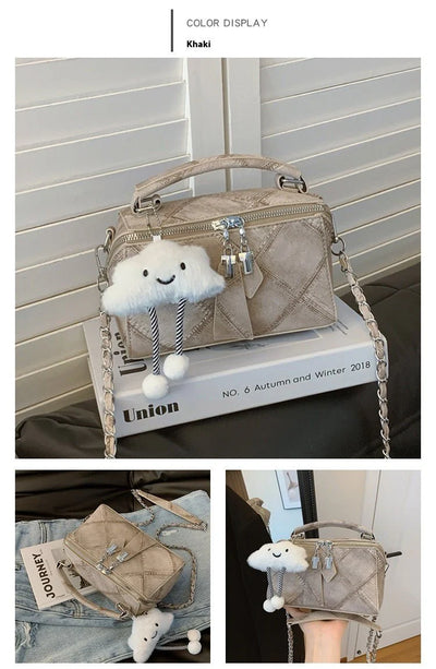 Niche Korean Style Box Elegant Texture Chain Handbag Shoulder Messenger Bag